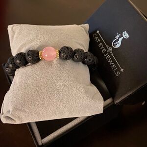 New Cat Eye Jewels Lava Stone Mood Charm Bracelet | Rose Quartz | Unisex
